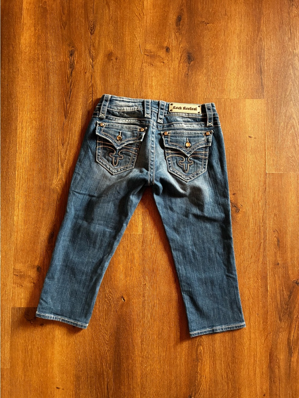 Rock Revival Women's Medium Blue Cropped Capri Jeans Y2K Fashion 28 - Picture 11 of 16